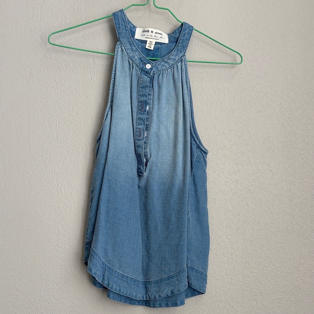 Anthropologie Cloth & Stone Light Blue Denim Top